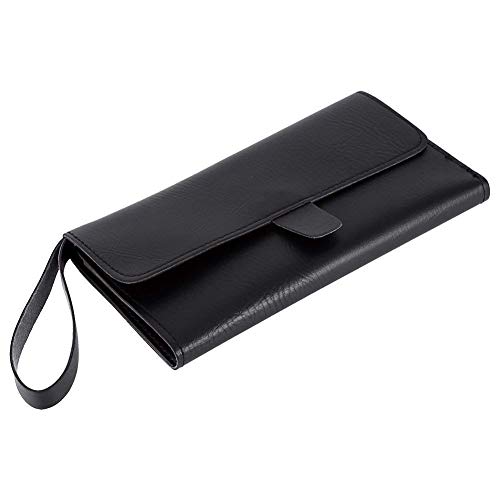 Bolso de tijera para cabello plegable de cuero PU Tijeras Portabebé Peluquería Peluquería Caja de herramientas, Negro