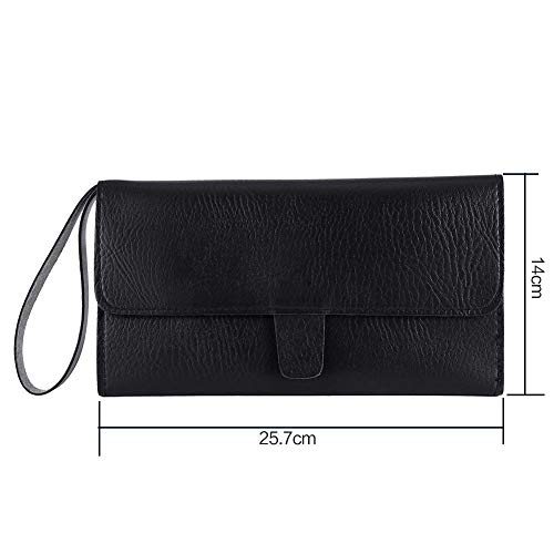 Bolso de tijera para cabello plegable de cuero PU Tijeras Portabebé Peluquería Peluquería Caja de herramientas, Negro