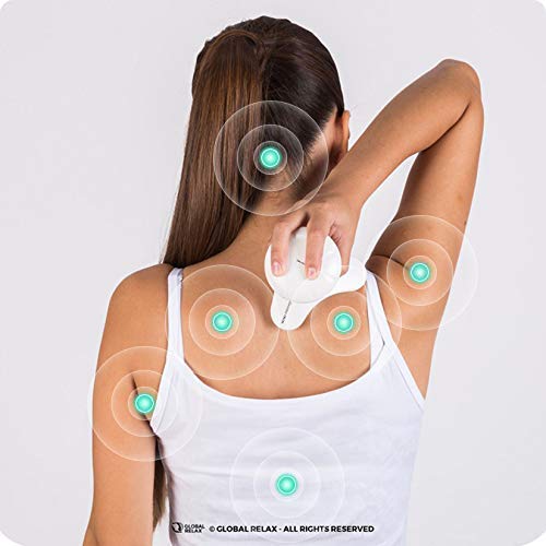 BONNO® Masajeador corporal de vibración - Blanco (modelo 2020) - Masaje Shiatsu, anticelulitis, reflexología y acupresión - Vibromasajeador de mano portátil – Garantía 2 Años