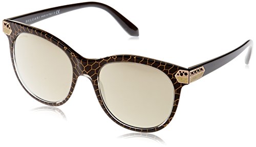 Bulgari 0BV8185B 54215A 55 Gafas de sol, Negro (Crystal Gold Mesh/Black/Lightbrownmirrorgold), Unisex-Adulto