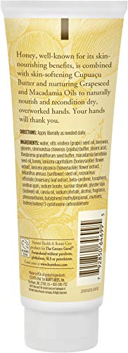 Burt's Bees Honey & Grapeseed - Crema de manos con miel y aceite de uva, 74g