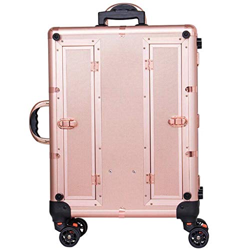 BYCDD Maleta de Maquillaje Profesional con la luz, Estuche Cosméticos Maletín Maquillaje Trolley Beauty Case Makeup para Peluquería, Maquilladores, Esteticistas,Rose Gold