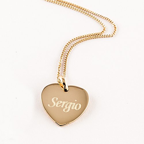 Calledelregalo San Valentín, cumpleaños o Navidad. Joya Personalizada para tu Pareja o para tu Madre: Colgante de corazón Chapado en Oro