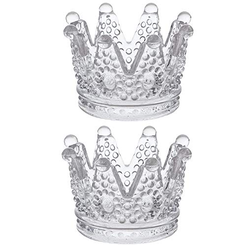 Cenicero de corona de 2 piezas, candelabro de vidrio, almacenamiento de lápiz labial, decoración de personalidad creativa, confesión de amor, para decoraciones de oficina en casa (Transparent)