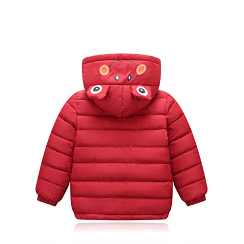 Chaqueta De PlumóN para NiñOs De 1-6 AñOs Dibujos Animados De Invierno Chaqueta con Capucha Abrigo CáLido Abrigo De AlgodóN Ropa De Esqui Ropa(Rojo,Chaqueta de Plumas para niño 3-4 Years/110)