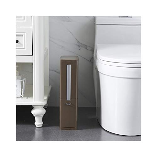 chenran Accesorios Baffect Narrow Baño Bote De Basura Bote De Basura Cero Basura Papel Higiénico Cepillo Bolsa De Basura Plástico Cubo De Basura 3 En 1 6L Regalo (Color : Brown Set)