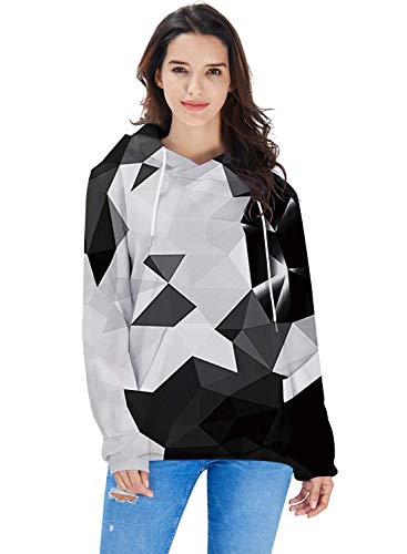 chicolife 3D Negro/Blanco Cubo Impreso Sudaderas suéteres para Hombres Mujeres