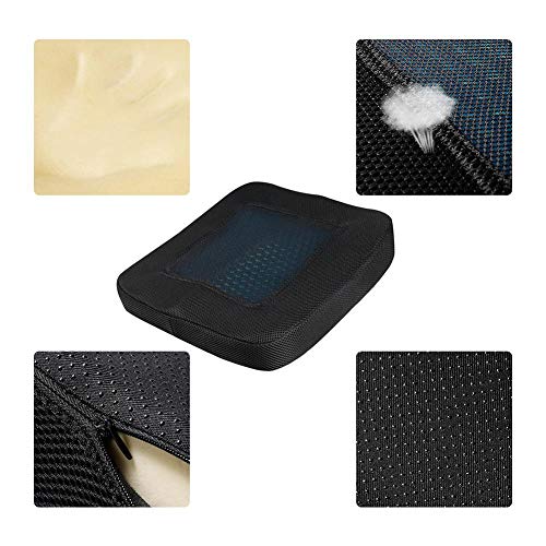 Cojín de gel duradero y cómodo de rebote de espuma viscoelástica para silla de oficina en casa, silla, reclinable, ciática y alivio del dolor de espalda Black mesh cloth + non-slip clot Multicolor.