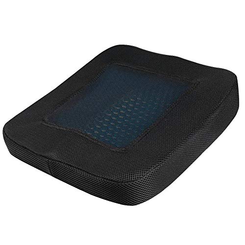 Cojín de gel duradero y cómodo de rebote de espuma viscoelástica para silla de oficina en casa, silla, reclinable, ciática y alivio del dolor de espalda Black mesh cloth + non-slip clot Multicolor.