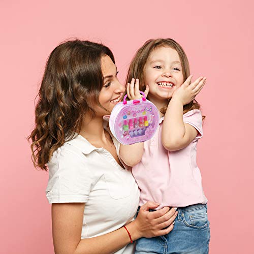 Colmanda Juguetes de Maquillaje Niños, 18 Piezas Kit de Maquillaje para Niñas Juego de Juguetes de Maquillaje, Cosméticos Belleza Juguetes Juego de Maquillaje Lavable para Niños