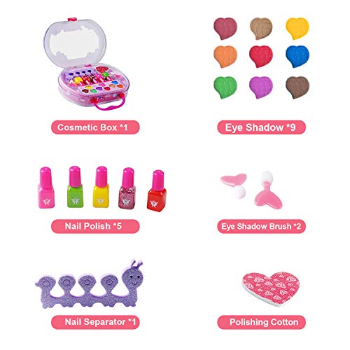 Colmanda Juguetes de Maquillaje Niños, 18 Piezas Kit de Maquillaje para Niñas Juego de Juguetes de Maquillaje, Cosméticos Belleza Juguetes Juego de Maquillaje Lavable para Niños