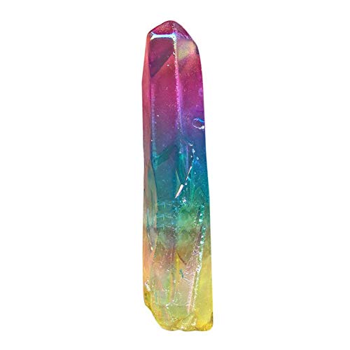 Columna de cristal fluorita de cuarzo arco iris cristal varita curación tratamiento piedra punteada curación varita hexagonal