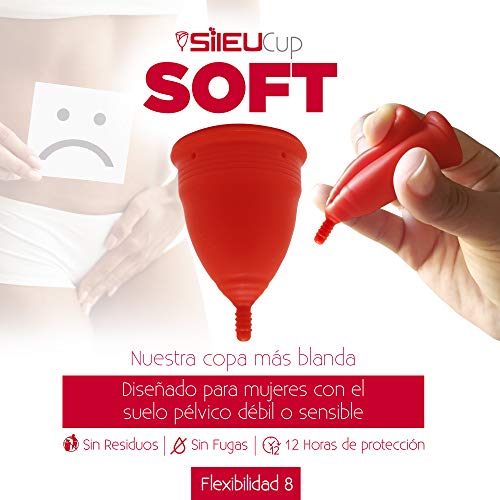 Copa Menstrual Sileu Cup Soft - Ayuda prevenir infecciones urinarias, cistitis, vejigas sensibles, calambres, cólicos menstruales - Disminuye dolor causado por menstruación - Talla S, Morado