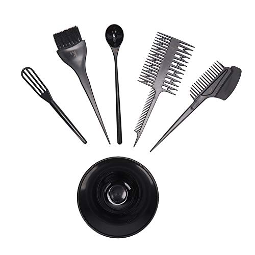 Cosiki 6pcs/Set Pincel para Colorear de Tinte para el Cabello de plástico Peine Bowl Kit para teñir el Cabello Cuencos para Mezclar el Color del Cabello Herramientas de Peinado de peluquería