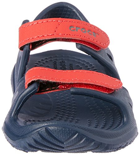 Crocs Swiftwater River Sandal, Sandalias de Punta Descubierta Unisex Niños, Azul (Navy/Flame 4ba), 24/25 EU