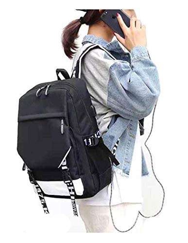 Cxjff Los Siete pecados Capitales Animado Mochila portátil Mochila de Escolar for niños con Puerto de Carga USB Negro / 10 (Color : Black/15)