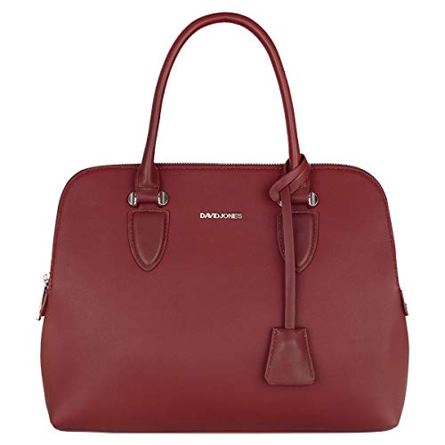 David Jones - Bolso de Mano Bugatti Mujer - Señora Tote Bag Cuero Genuino PU - Bolso de Hombro Bandolera Múltiples Bolsillos Cremallera - Shopper Asas Piel Trabajo Diario Elegante Moda - Rojo