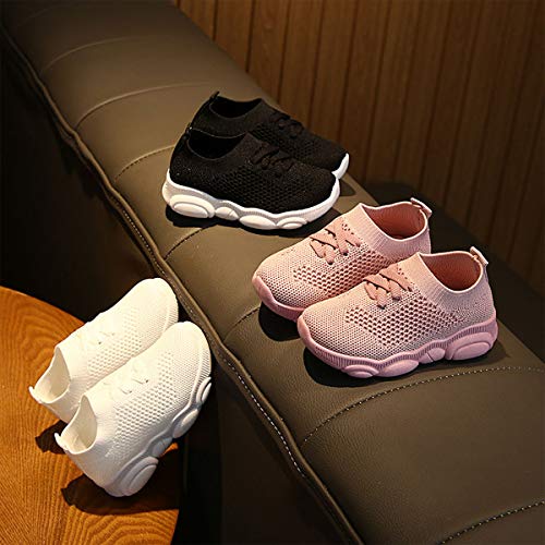 DEBAIJIA Zapatos para Niños 0-3T Bebés Caminata Zapatillas Color Sólido Malla Antideslizante Transpirable Ligero EVA Material Niños Niñas(Blanco-24)