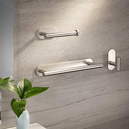 Deprik Toalleros de Baño + Portarrollos para Papel + Ganchos Adhesivos, Juegos de Accesorios de Baño con Toallero Barra Acero Inoxidable