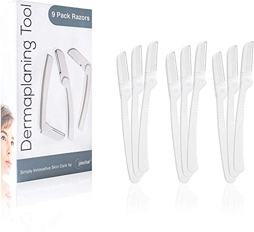 Dermaplaning Tool (9 razuradoras) - Prácticas máquinas depiladoras de cejas y razuradoras faciales para mujer - Ayuda a exfoliar y suavizar la piel - Incluye un Ebook con instrucciones de uso