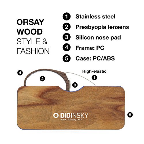 DIDINSKY Gafas de lectura sin patillas graduadas para hombre y mujer transparentes. Gafas de presbicia para hombre y mujer retro o vintage para vista cansada. 3 acabados y 5 graduaciones – ORSAY WOOD