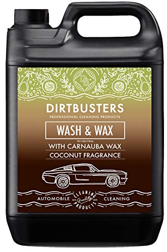 Dirtbusters Coconut Wash y cera limpiador profesional de automóviles con cera de carnauba de grado premium para una limpieza profesional sin marcas de grado de valet. Champú 1 x 5 litros.