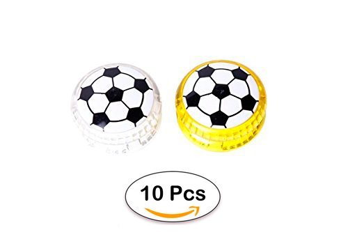 DISOK - Lote 10 Yoyos Futbol Luces - Yoyos, yo yos Infantiles, Niños, Adolescentes. Regalos Originales, Detalles y Recuerdos para Niños, Fiestas Cumpleaños. Comuniones, Bodas y Bautizos