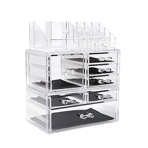 Display4top Caja acrílica Estante de maquillajes Maquillaje Cosméticos Joyería Organizador (7 Drawers Transparente)