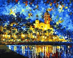 DIY Pintar por númerosEspaña Sitges fantasía Paisaje Pintura Colorear decoración del hogar 40x50cm Sin Marco