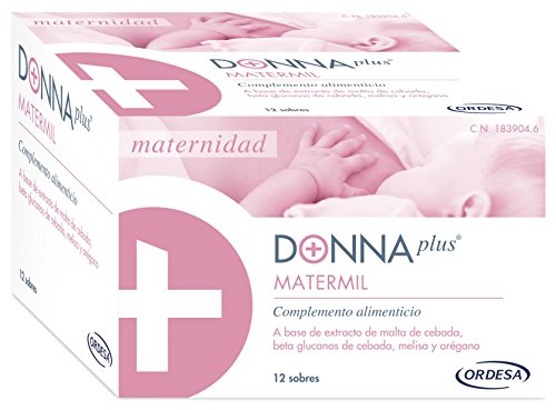 DonnaPlus Matermil 12 sobres, complemente alimenticio para la madre lactante compuesto por cebada, melisa y orégano. 1 o 2 sobres al día.