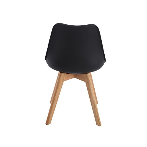 DORAFAIR Pack 4 sillas escandinava Estilo nórdico Silla de Comedor, con Las piernas de Madera de Roble Maciza y cojín cómoda,Negro