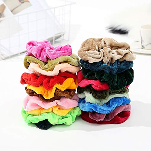 Dorical 40pcs Goma de Pelo Lazo de Pelo Elástico Banda Multi Colores Cinta de Pelo Mujer Niña Satín Elástica 40+1 Piezas Scrunchies Velvet Elastic Pelo Bandas Gomas de Pelo Hermosa Moda (A)