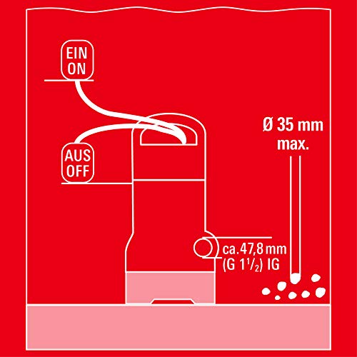 Einhell GC-DP 7835 -Bomba de aguas sucias(780W, capacidad de 15.700 l/h, profundidad max. de inversión 7m, conexión de manguera 47.8mm, cuerpos extraños hasta 35 mm, interruptor de flotador continuo)