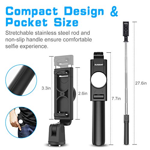 ELEGIANT Palo Selfie Trípode, Selfie Stick Móvil Bluetooth para Viaje Autofoto Extensible de Control Remoto Monopié 3 en 1 Obturador Deportivo Rotación 360 Grados para iPhone XS Samsung Huawei Xiaomi