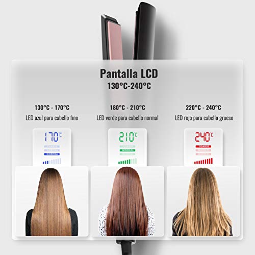 ELEHOT Planchas del Pelo Profesional 2 en 1 130-240°C Pantalla Táctil LCD para Alisar Crear Ondas o Rizos Calentamiento Rapido Cerámica Iones Negativos