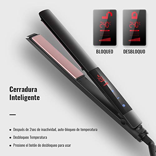 ELEHOT Planchas del Pelo Profesional 2 en 1 130-240°C Pantalla Táctil LCD para Alisar Crear Ondas o Rizos Calentamiento Rapido Cerámica Iones Negativos