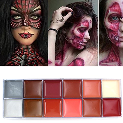 ELEVEN EVER La pintura corporal Flash tattoo 12 colores pintura de la cara de paleta de maquillaje de Halloween brillante pintura hacer tatuajes temporalis(2)