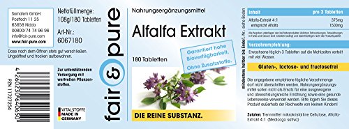 Extracto de Alfalfa verde - Medicago sativa - Vegana - Alta pureza - 180 Comprimidos