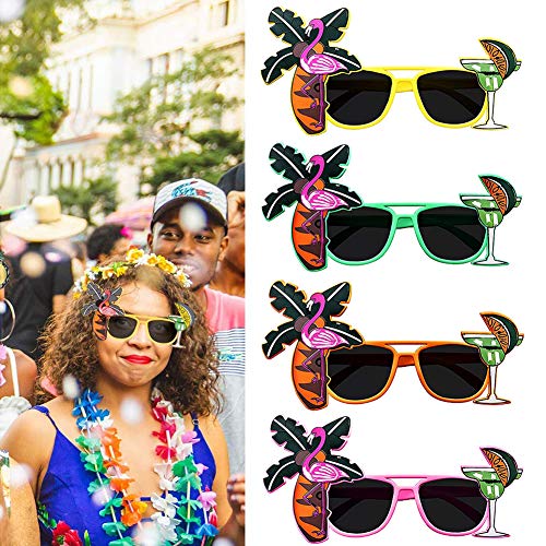 Flamingo Gafas,BETOY 6 Pares Gafas para Fiesta de Disfraces Gafas de Sol de Fiesta Hawaianas para Fiestas en la Playa, Accesorios de Tiro, Actividades al Aire Libre, Fiestas Navideñas