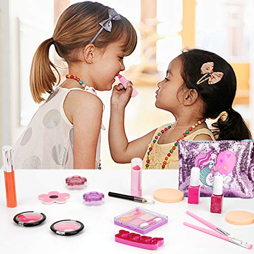 FORMIZON 21 Piezas Kit de Maquillaje Niñas, Juego de Maquillaje para Niños para Niñas, Maquillaje Niñas Set Maletin, Kit de Juguete de Maquillaje Lavable para Cumpleaños, Navidad