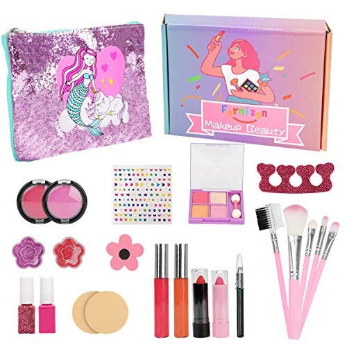 FORMIZON 21 Piezas Kit de Maquillaje Niñas, Juego de Maquillaje para Niños para Niñas, Maquillaje Niñas Set Maletin, Kit de Juguete de Maquillaje Lavable para Cumpleaños, Navidad