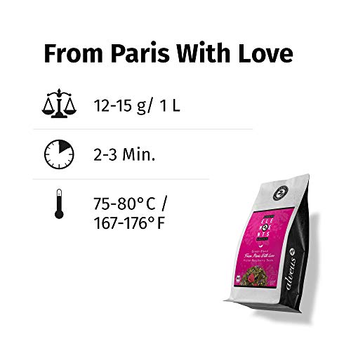 "From Paris with Love" Té Verde Orgánico sabor Violeta y Frambuesa, Bolsa A Granel 100 Gramos - alveus Premium Teas