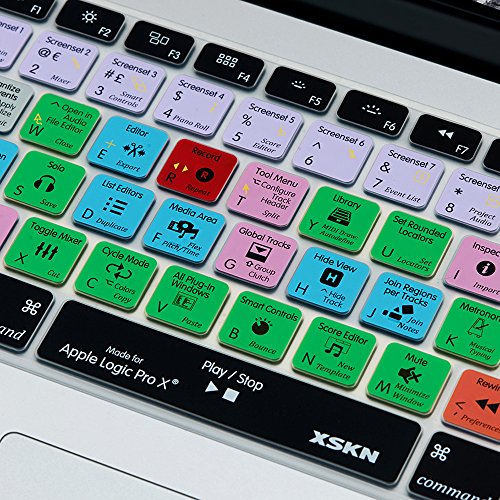 Funda para el teclado XSKN Logic Pro con 10 atajos para MacBook, MacBook Pro, MacBook Air de 13, 15 y 17 pulgadas, versión europea y estadounidense, de la marca XSKN Logic Pro