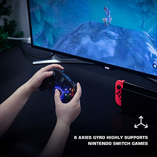 GameSir T4 pro Controlador inalámbrico de juegos Bluetooth para Windows 7 8 10 PC / iOS / teléfono Android / Nintendo Switch, joystick móvil recargable Gamepad para juegos MFi, retroiluminación LED