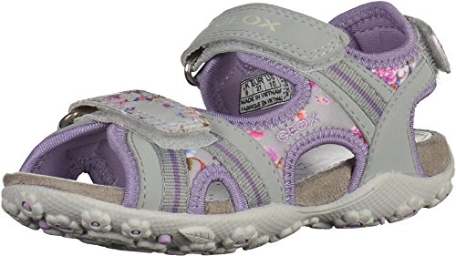 Geoxj S Roxanne A - Sandalias Deportivas Niñas, Gris (Gris/Violet), 34