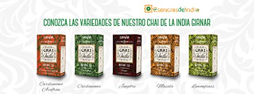 GIRNAR - CHAI DE LA INDIA CON LEMONGRASS 100% NATURAL, SIN LECHE - Bolsa de 1Kg a granel, Té Instantáneo con Especias de la India.