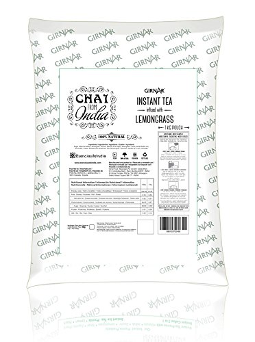 GIRNAR - CHAI DE LA INDIA CON LEMONGRASS 100% NATURAL, SIN LECHE - Bolsa de 1Kg a granel, Té Instantáneo con Especias de la India.