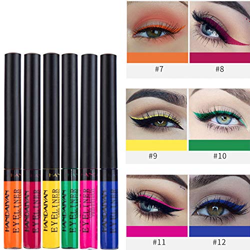 Greyghost Liquid Eyeliner Juego de delineador de ojos con purpurina de 12 colores,lápiz delineador de ojos impermeable,brillante,de larga duración,delineador de ojos mate