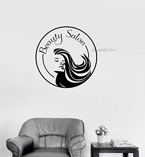 guijiumai Nuevo s Calcomanías de Vinilo Salón de Belleza Estilista Mujer SPA Peluquería Sala de Estar Pegatinas de Pared Decoración Arte Murales56X56CM