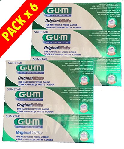 G.U.M Pasta de dientes GUM Original White - Lote de 6 x 75 ml